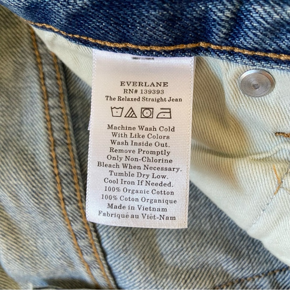 Everlane Jeans Women 27 The Relaxed Straight Fit Organic Medium Wash Blue Denim - Picture 9 of 11